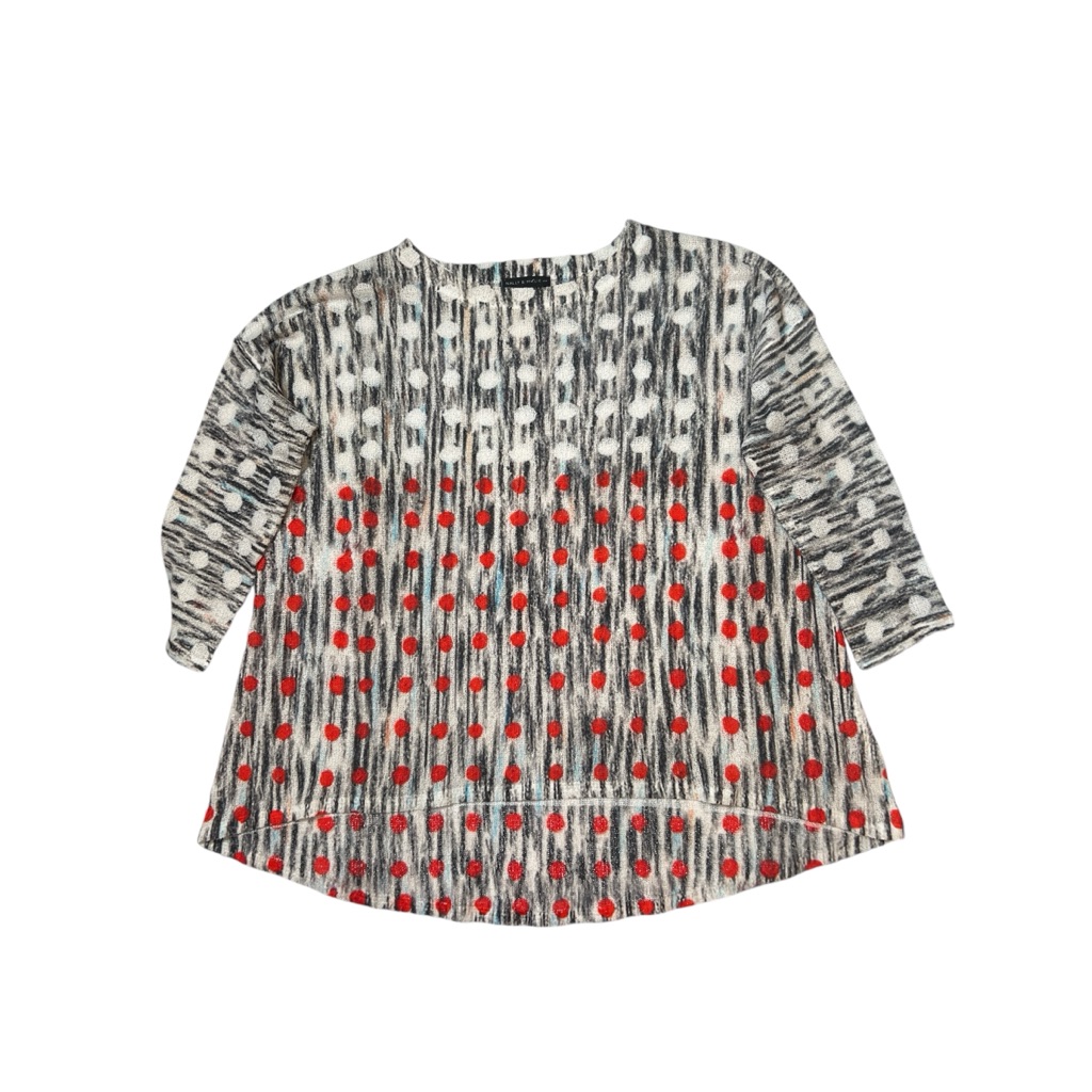 Nally & Millie Red White Black Polka Dots Abstract Print Knit Sweater Sz